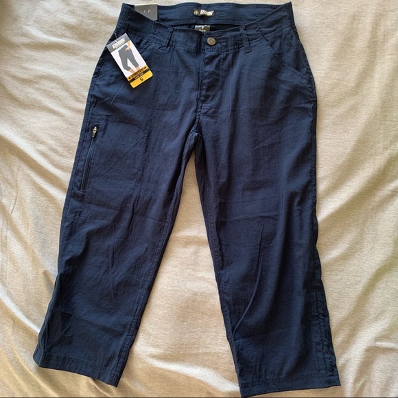 KHOMBU Stretch Ladies Navy Blue Capri Pants Small NWT - Picture 3 of 13